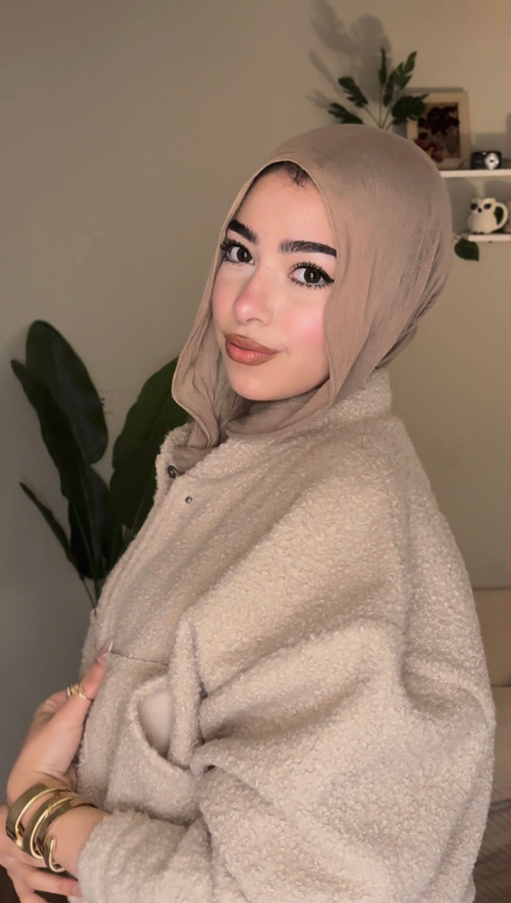 Cropped Textured Fur Jacket