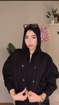 Cropped Textured Fur Jacket